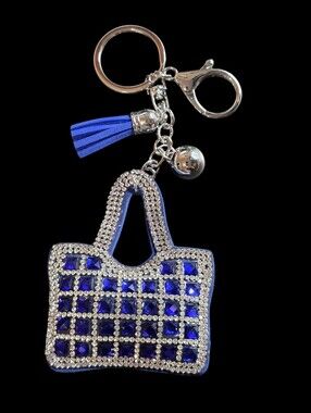 Blue Crystal Tote Bag Charm Keychain